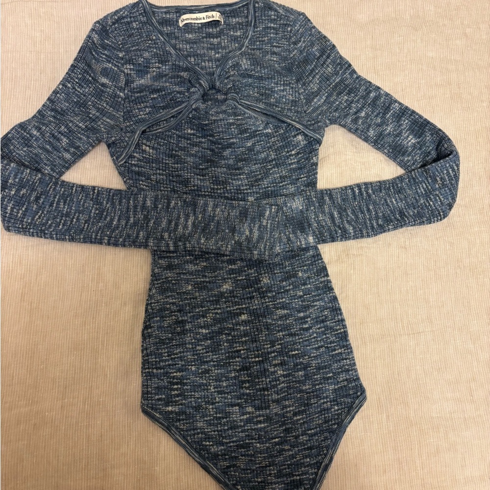 Abercrombie & Fitch Textured Blue Knit Top